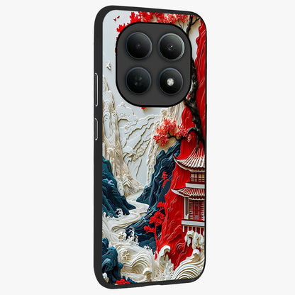 Whispers Of Sakura Waves Glass Case upright view showcasing delicate cherry blossom artwork with elegant nature theme.