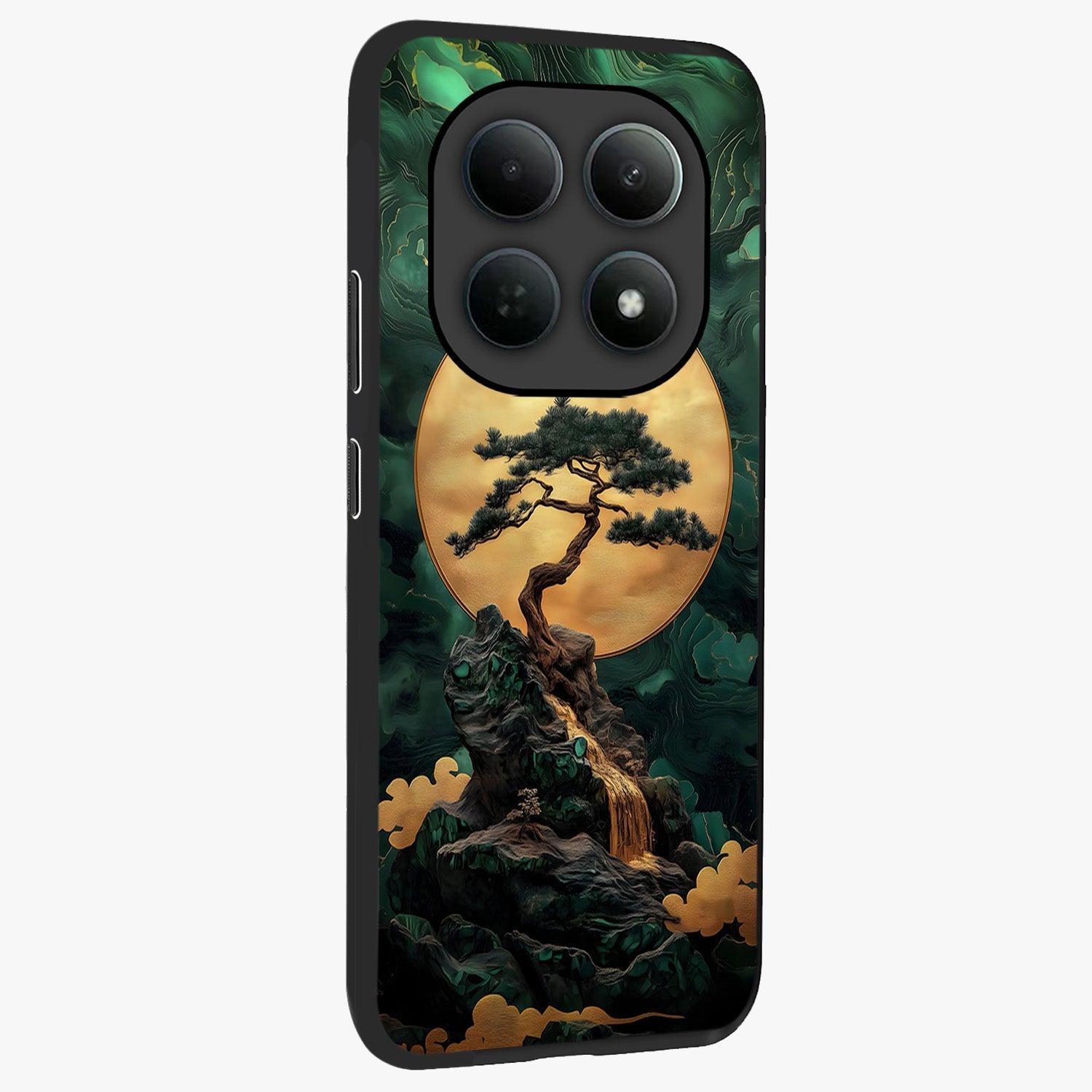 Zen Moon Rise Glass Case upright view showcasing serene moon artwork with tranquil night theme.