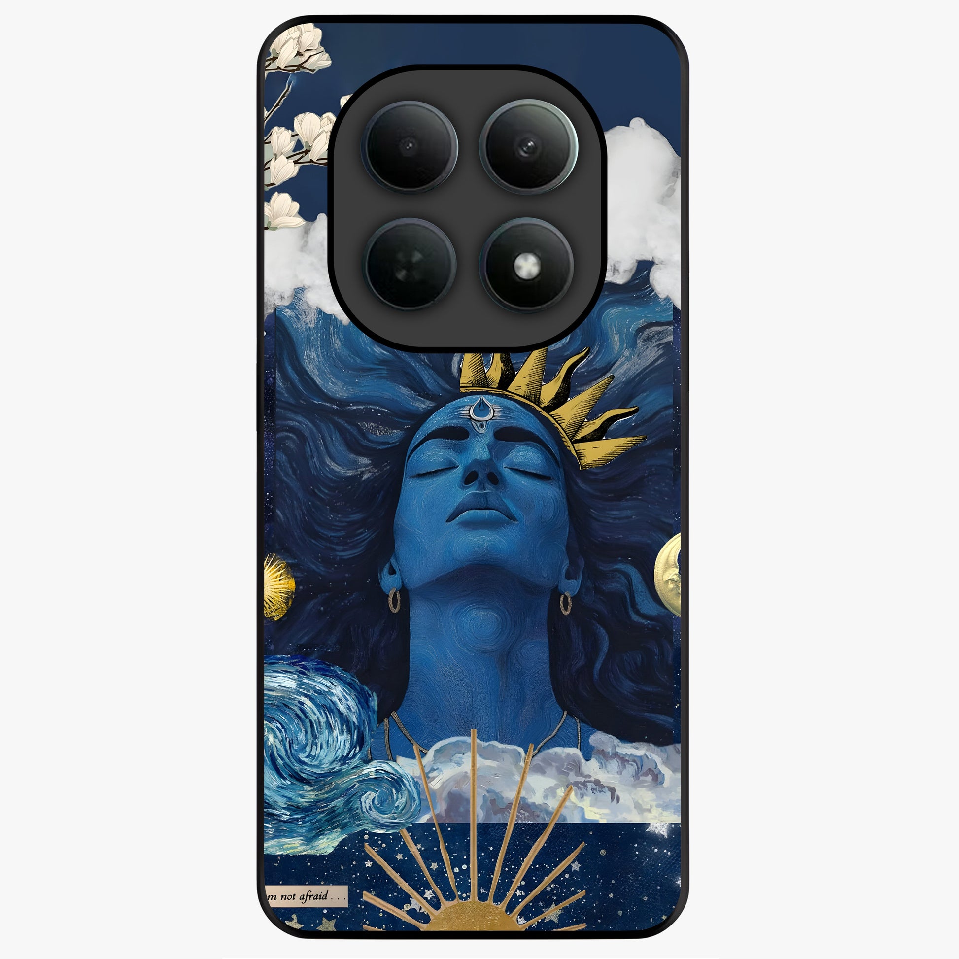 Aesthetic Lord Shiva Glass Case showing flat back view with divine Shiva artwork and glossy glass finish.