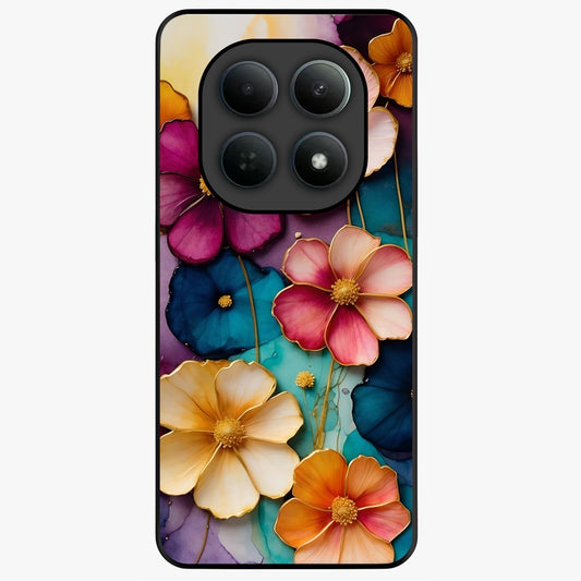 Artlyn Grace Flower Pattern Glass Case showing flat back view with elegant floral pattern artwork and glossy glass finish.