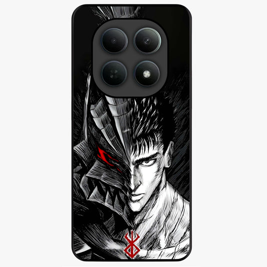 Berserker Blood Oath Glass Case showing flat back view with fierce warrior inspired artwork and glossy glass finish.