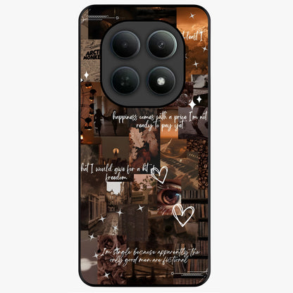 Bittersweet Aesthetic Chaos Glass Case showing flat back view with artistic chaotic aesthetic design and glossy glass finish.
