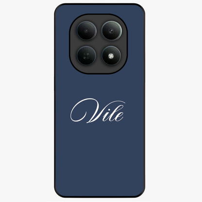 Blue Background Personalized Custom Name Glass Case showing flat back view with minimal blue background and custom name design.