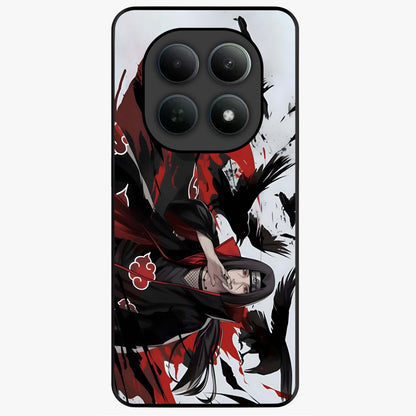 Crimson Crow Illusion Glass Case showing flat back view with artistic crow illusion artwork and glossy glass finish.