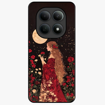 Crimson Dreams Glass Case showing flat back view with dreamy crimson artwork and glossy glass finish.