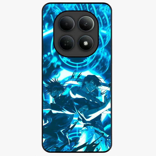 Cursed Energy Clash Glass Case showing flat back view with intense cursed energy artwork and glossy glass finish.