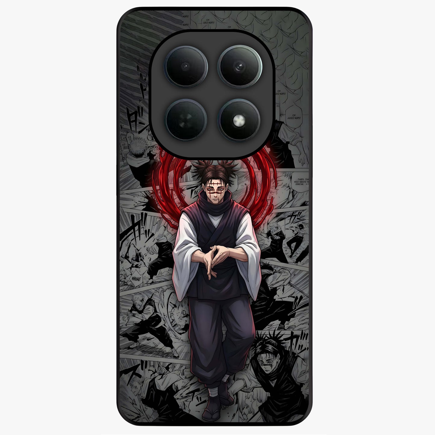 Cursed Ritual Ascension Glass Case showing flat back view with dark ritual themed artwork and glossy glass finish.
