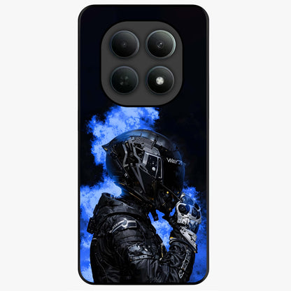 Cyber Sentinel Protocol Glass Case showing flat back view with futuristic cyber themed artwork and glossy glass finish.