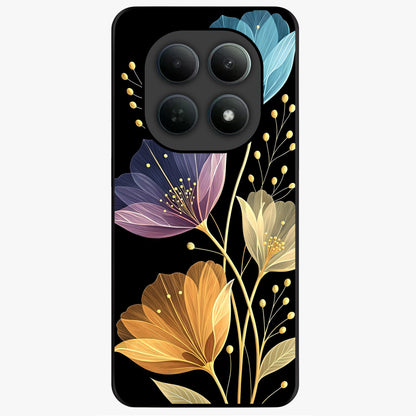 Delicate Multicolor Flowers Glass Case showing flat back view with vibrant floral artwork and glossy glass finish.