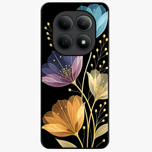 Delicate Multicolor Flowers Glass Case showing flat back view with vibrant floral artwork and glossy glass finish.