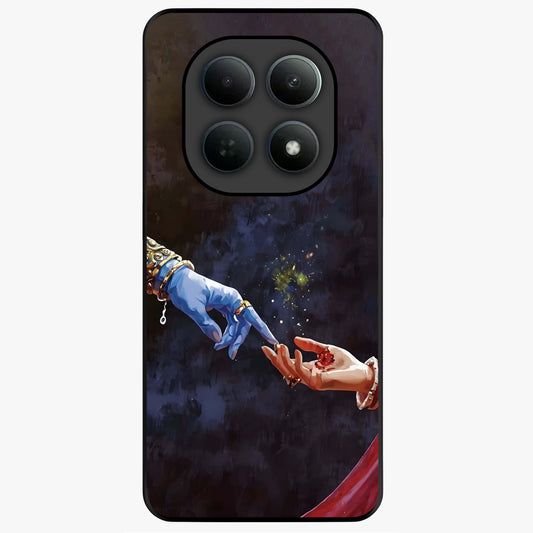 Divine Touch Eternal Glass Case showing flat back view with spiritual themed artwork and glossy glass finish.