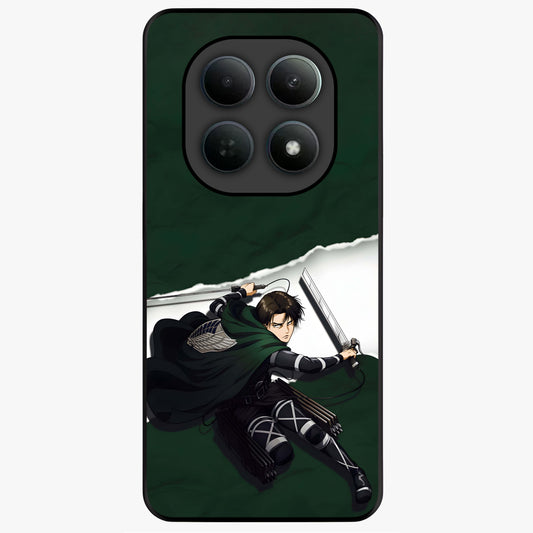 Emerald War Vanguard Glass Case showing flat back view with powerful warrior themed artwork and glossy glass finish.