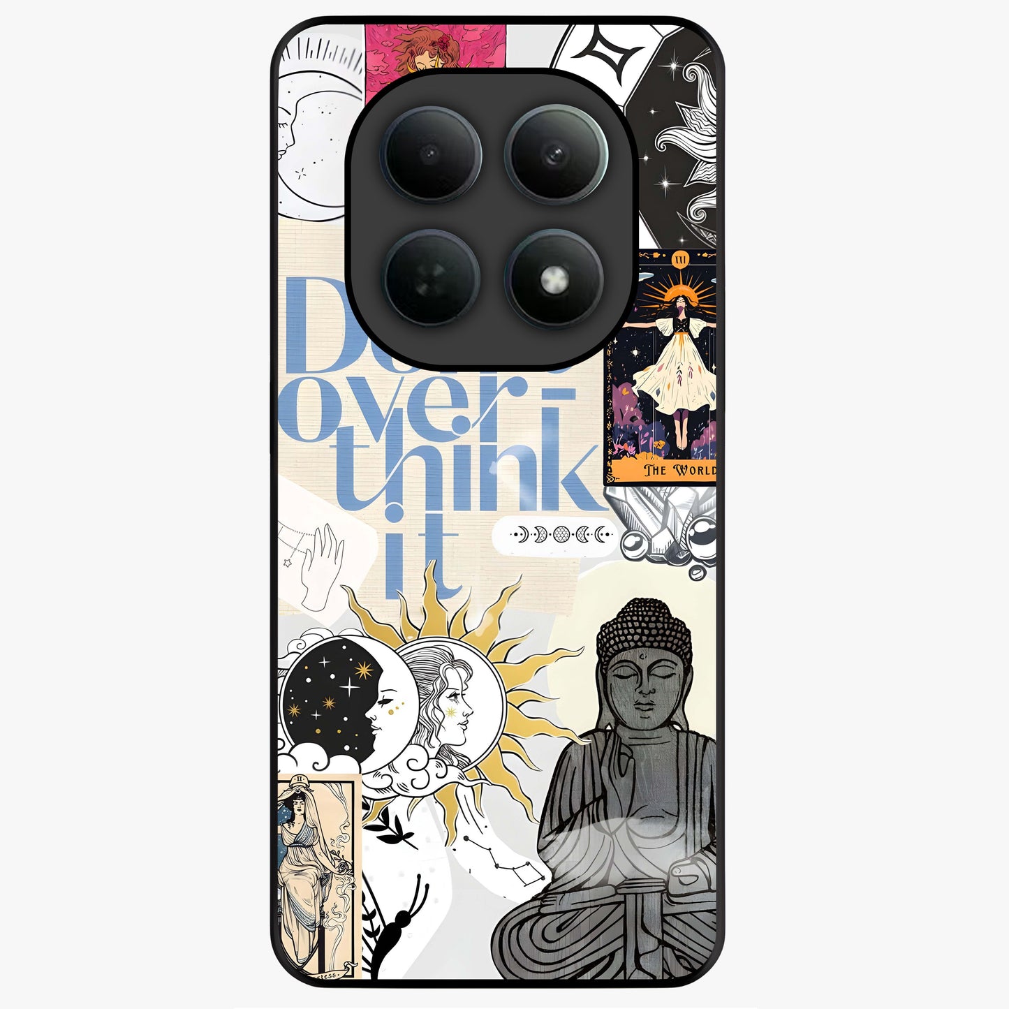 Ethereal Thoughts Glass Case showing flat back view with dreamy artistic artwork and glossy glass finish.