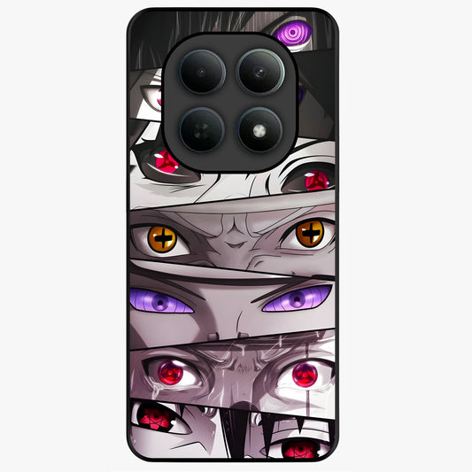 Eyes of Destiny Glass Case showing flat back view with striking eye themed artwork and glossy glass finish.