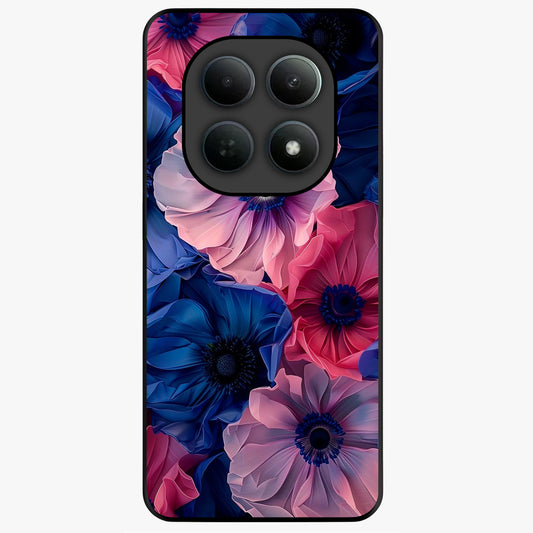 Flower Paper Art Pattern Glass Case showing flat back view with paper cut style floral artwork and glossy glass finish.