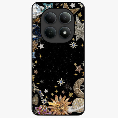 Galactic Jewel Stars Glass Case showing flat back view with sparkling star jewel artwork and glossy glass finish.