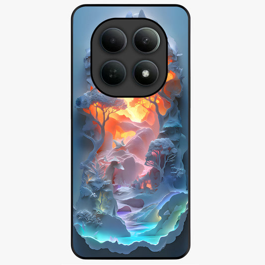 Glow Forest Portal Glass Case showing flat back view with glowing forest portal artwork and glossy glass finish.