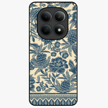 Heirloom Wild Bloom Glass Case showing flat back view with vintage inspired wild flower artwork and glossy glass finish.