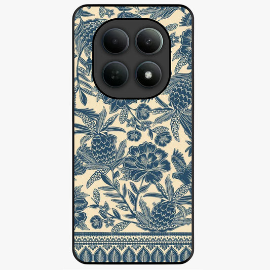 Heirloom Wild Bloom Glass Case showing flat back view with vintage inspired wild flower artwork and glossy glass finish.