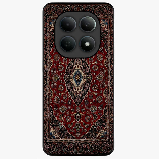 Heritage Carpet Royale Glass Case showing flat back view with ornate Persian carpet inspired pattern and glossy glass finish.