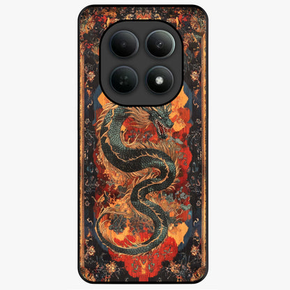 Inferno Dragon Soul Glass Case showing flat back view with fiery dragon artwork and glossy glass finish.