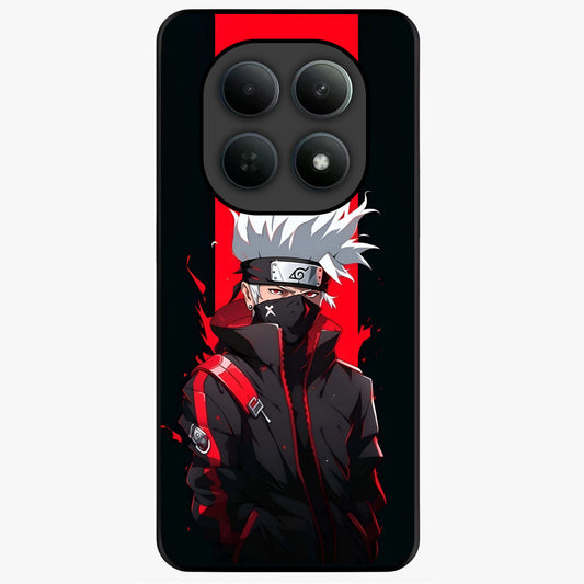 Kakashi Scarlet Shadow Glass Case showing flat back view with powerful anime ninja artwork and glossy glass finish.