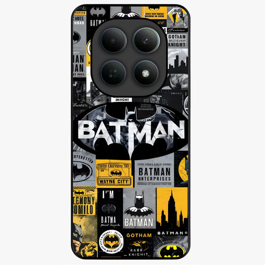 Knight Gotham Rise Glass Case showing flat back view with dark hero inspired artwork and glossy glass finish.