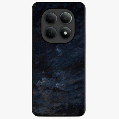 Lunar Veil Silence Glass Case showing flat back view with mystical moon veil artwork and glossy glass finish.