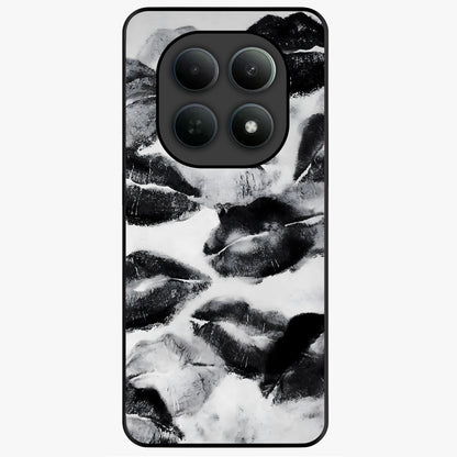 Midnight Kiss Marks Glass Case showing flat back view with lipstick kiss mark artwork and glossy glass finish.