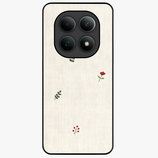 Minimal Petal Whispers Glass Case showing flat back view with soft minimal floral artwork and glossy glass finish.