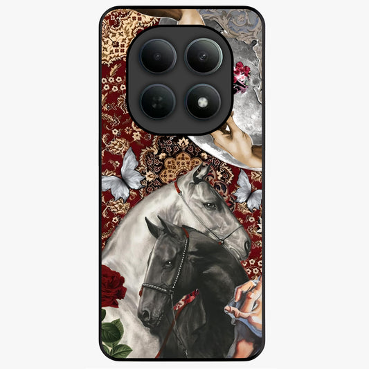 Moonlit Royal Stallion Glass Case showing flat back view with majestic horse under moonlight artwork and glossy glass finish.