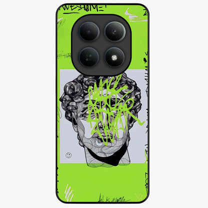 Neo Graffiti Rebellion Glass Case showing flat back view with vibrant graffiti artwork and glossy glass finish.