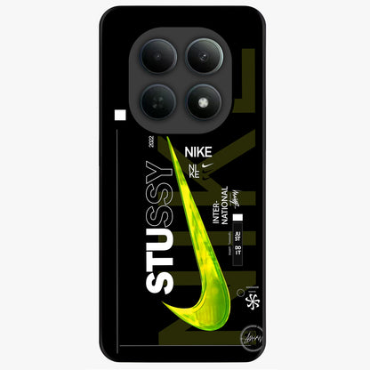 Neon Street Edition Glass Case showing flat back view with neon street style artwork and glossy glass finish.
