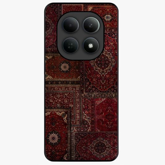 Persian Velvet Tale Glass Case showing flat back view with luxurious Persian velvet pattern artwork and glossy glass finish.