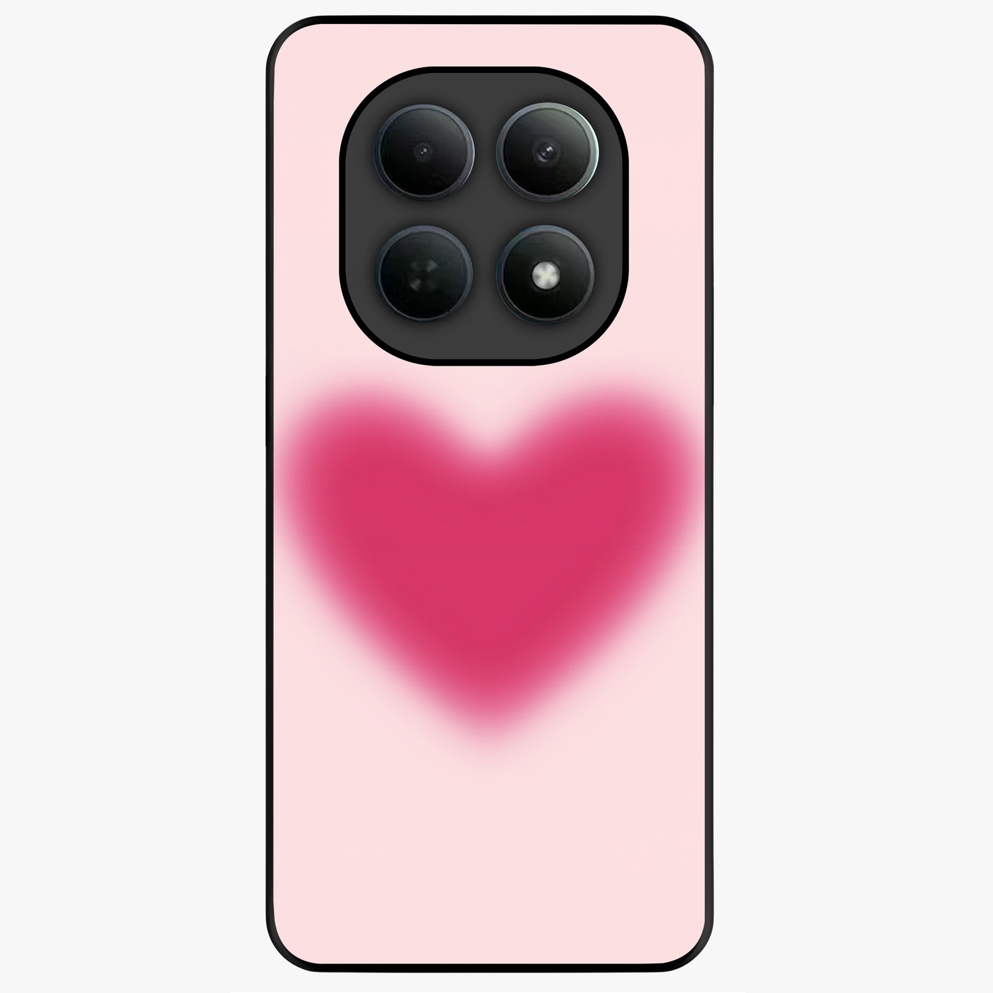 Pink Aura Heart Glass Case showing flat back view with glowing heart artwork and glossy glass finish.