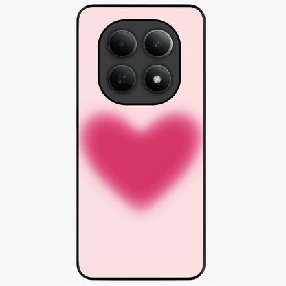 Pink Aura Heart Glass Case showing flat back view with glowing heart artwork and glossy glass finish.