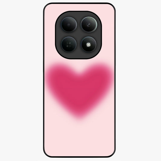 Pink Aura Heart Glass Case showing flat back view with glowing heart artwork and glossy glass finish.