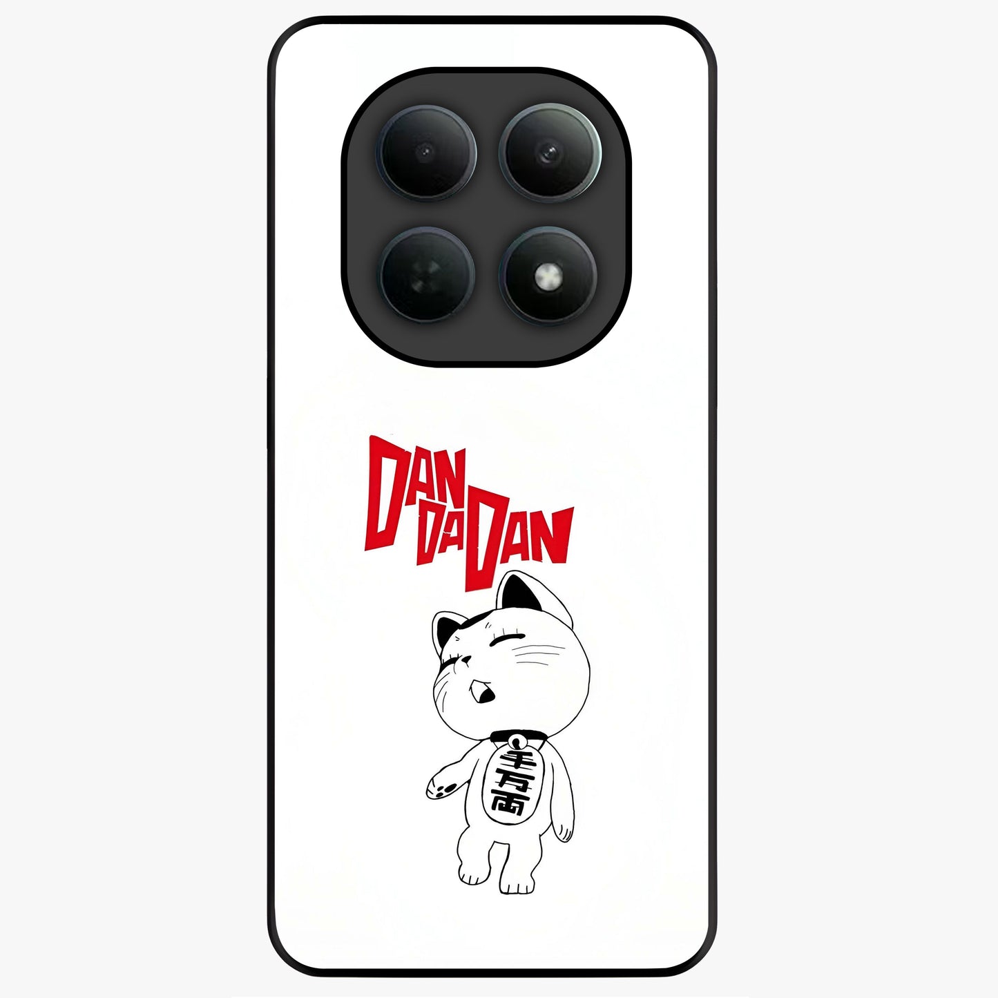 Playful Spirit Charm Glass Case showing flat back view with cheerful charm themed artwork and glossy glass finish.