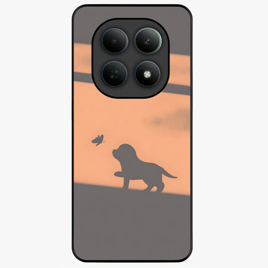 Puppy Shadow Art Glass Case showing flat back view with cute puppy shadow style artwork and glossy glass finish.