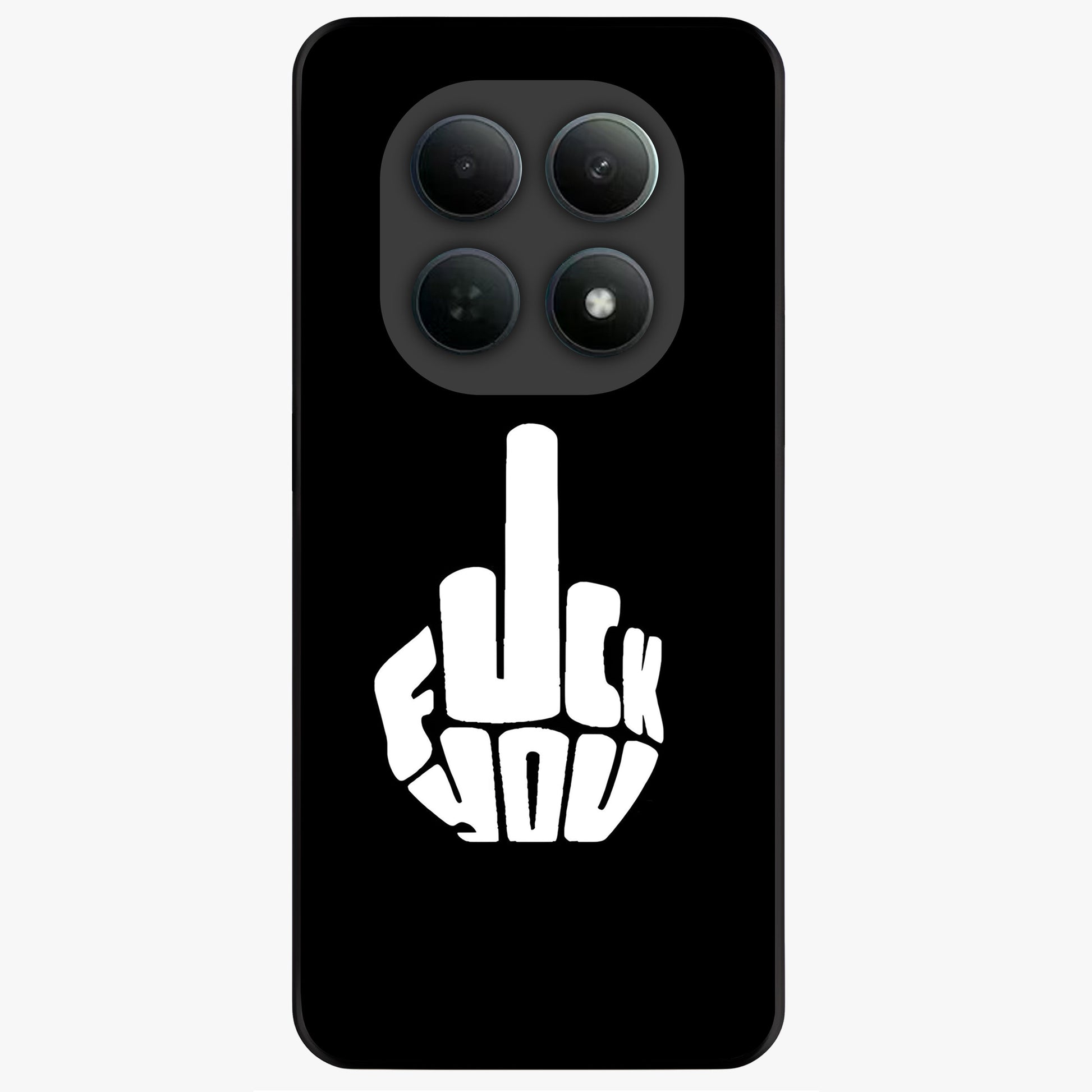 Rebel Mode On Glass Case showing flat back view with bold rebellious typography artwork and glossy glass finish.