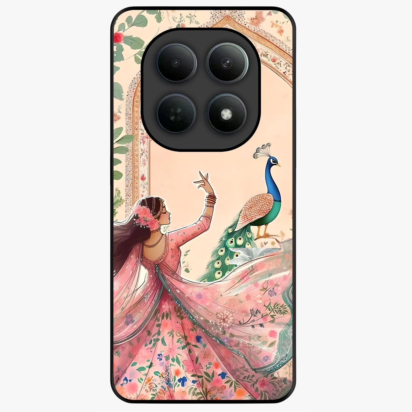 Royal Grace Muse Glass Case showing flat back view with elegant artistic artwork and glossy glass finish.
