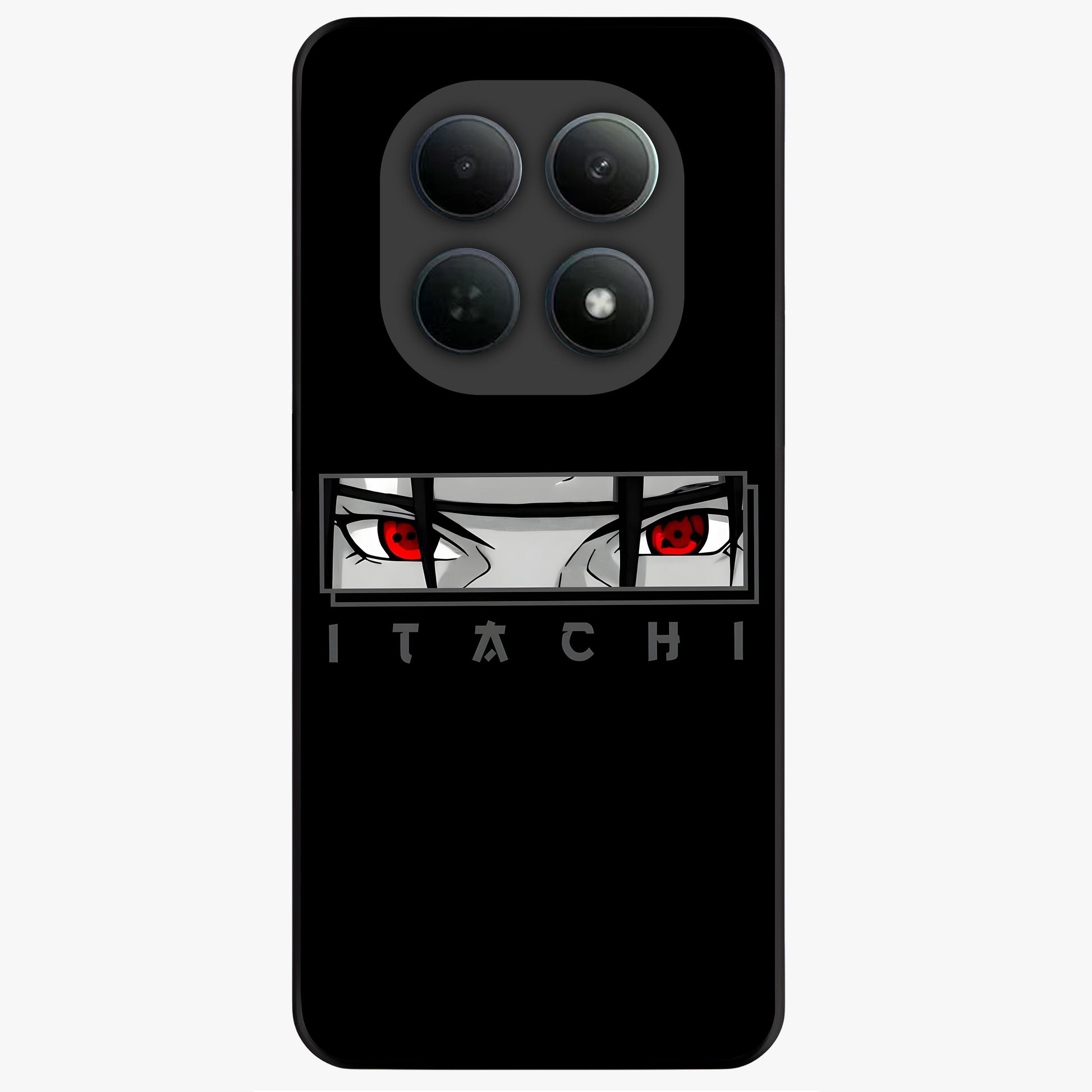 Scarlet Gaze Dominance Glass Case showing flat back view with striking red themed artwork and glossy glass finish.