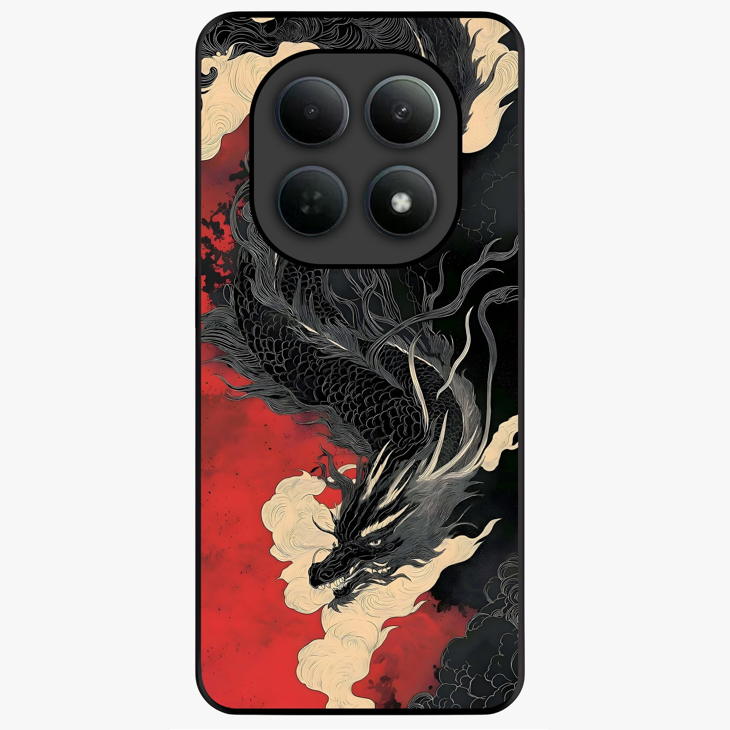 Shadow Dragon Fury Glass Case showing flat back view with fierce dragon artwork and glossy glass finish.