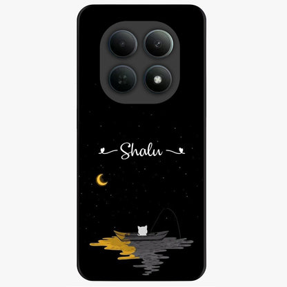 Silent Night Row Glass Case showing flat back view with calm night themed artwork and glossy glass finish.