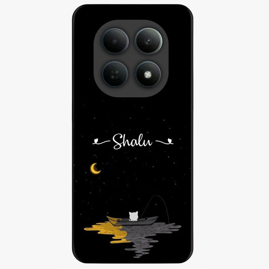 Silent Night Row Glass Case showing flat back view with calm night themed artwork and glossy glass finish.