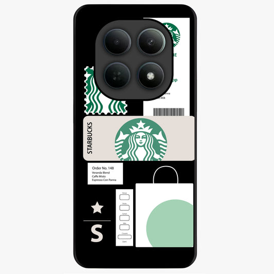 Starbucks Mocha Glass Case showing flat back view with coffee inspired artwork and glossy glass finish.