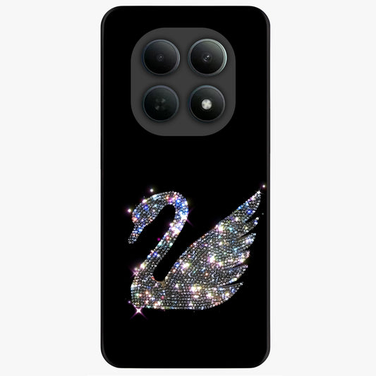 Starlit Swan Grace Glass Case showing flat back view with graceful swan artwork under starry sky and glossy glass finish.