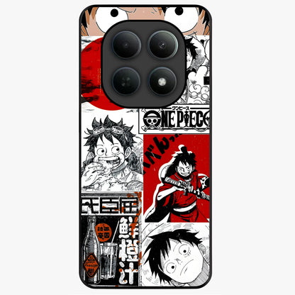 Strawhat Chaos Panels Glass Case showing flat back view with anime inspired chaos panel artwork and glossy glass finish.