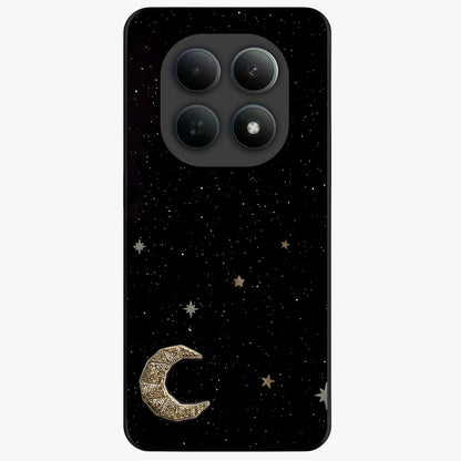 Twinkle Star With Half Moon Glass Case showing flat back view with star and half moon artwork and glossy glass finish.