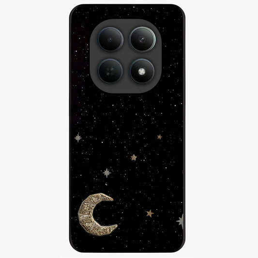 Twinkle Star With Half Moon Glass Case showing flat back view with star and half moon artwork and glossy glass finish.